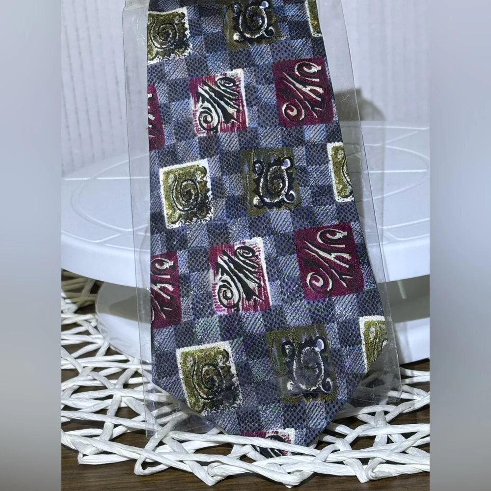 Francis 100% silk Hand made Men's Multicolor Patterned Tie Standard size
